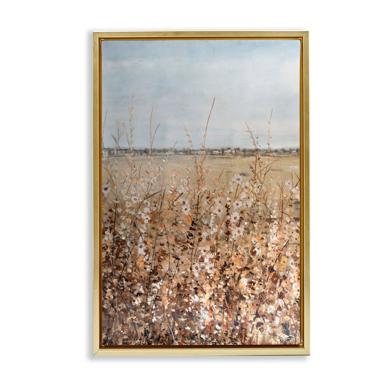 Stupell Industries Neutral Meadow Sprigs Framed Floater Canvas Wall Art Design by June Erica Vess